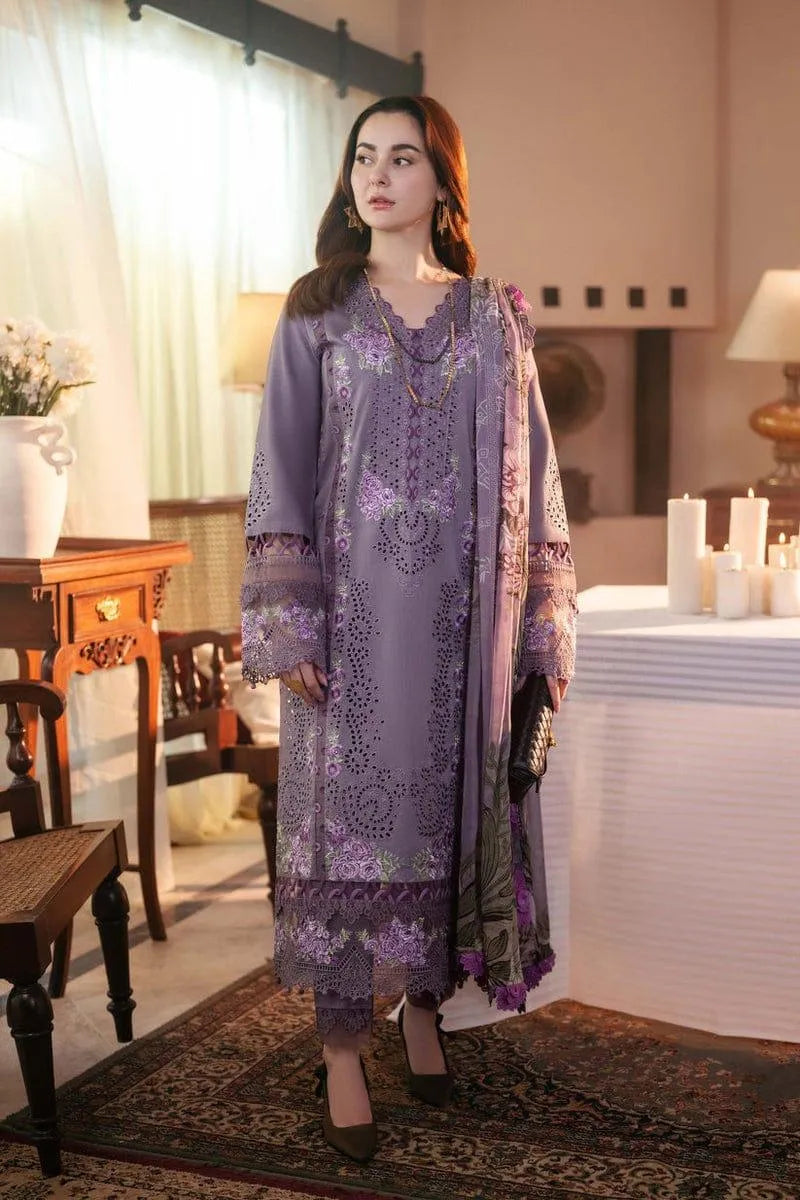 Lilac Embroidered 3-Piece Unstitched Suit for Women