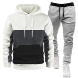 Men Color Block Hoodie & Joggers Set Autumn