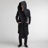 Men Hooded Long Blue Coat Winter Outerwear