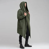 Men Hooded Long Blue Coat Winter Outerwear