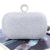 Gold Rhinestone Clutch Bag with Ring Handle