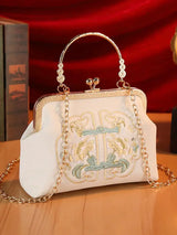 Creamy White Embroidered Handbag for Weddings & Hanfu Lovers