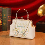 Creamy White Embroidered Handbag for Weddings & Hanfu Lovers