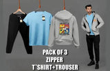 Men Fleece Zipper Track Suit Blue Medium to XL