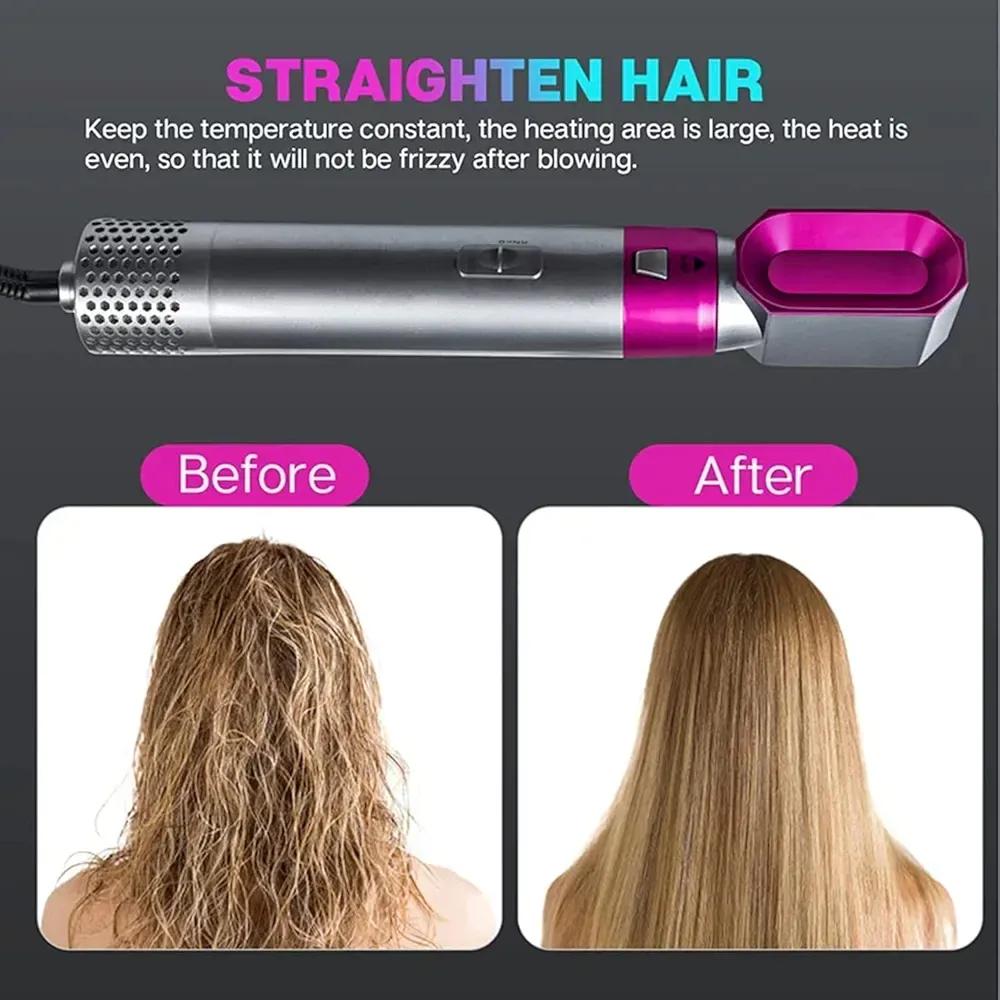 5-in-1 Hair Curler & Straightener Pink Silver