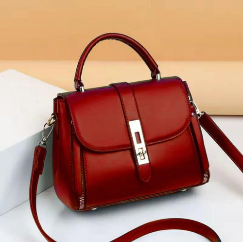 Maroon PU Leather Crossbody Bag for Girlsv
