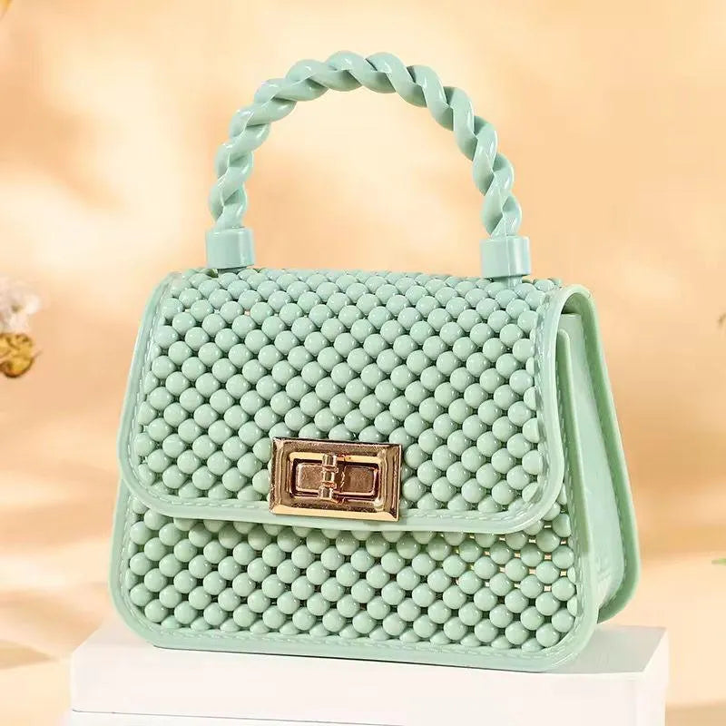 Mint Twisted Handle Mini Bag with Gold Buckle for Girls