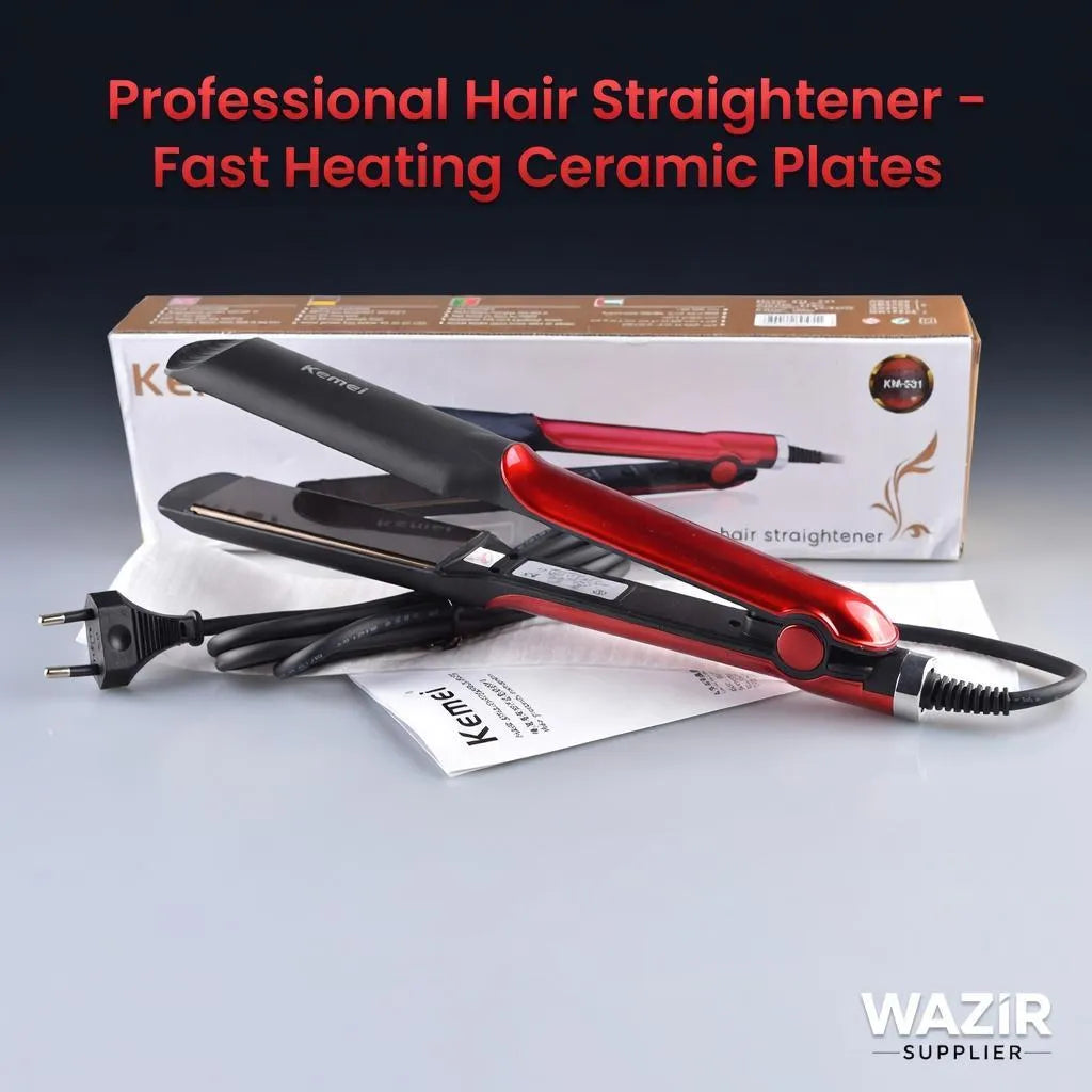 Kemei Ceramic Hair Straightener Red Black Professional