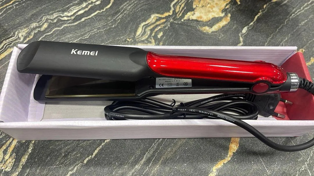 Kemei Ceramic Hair Straightener Red Black Professional