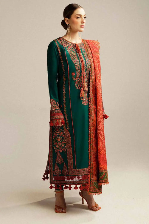 HUSSAIN REHAR 3 Pcs Unstitched Embroidered Suit