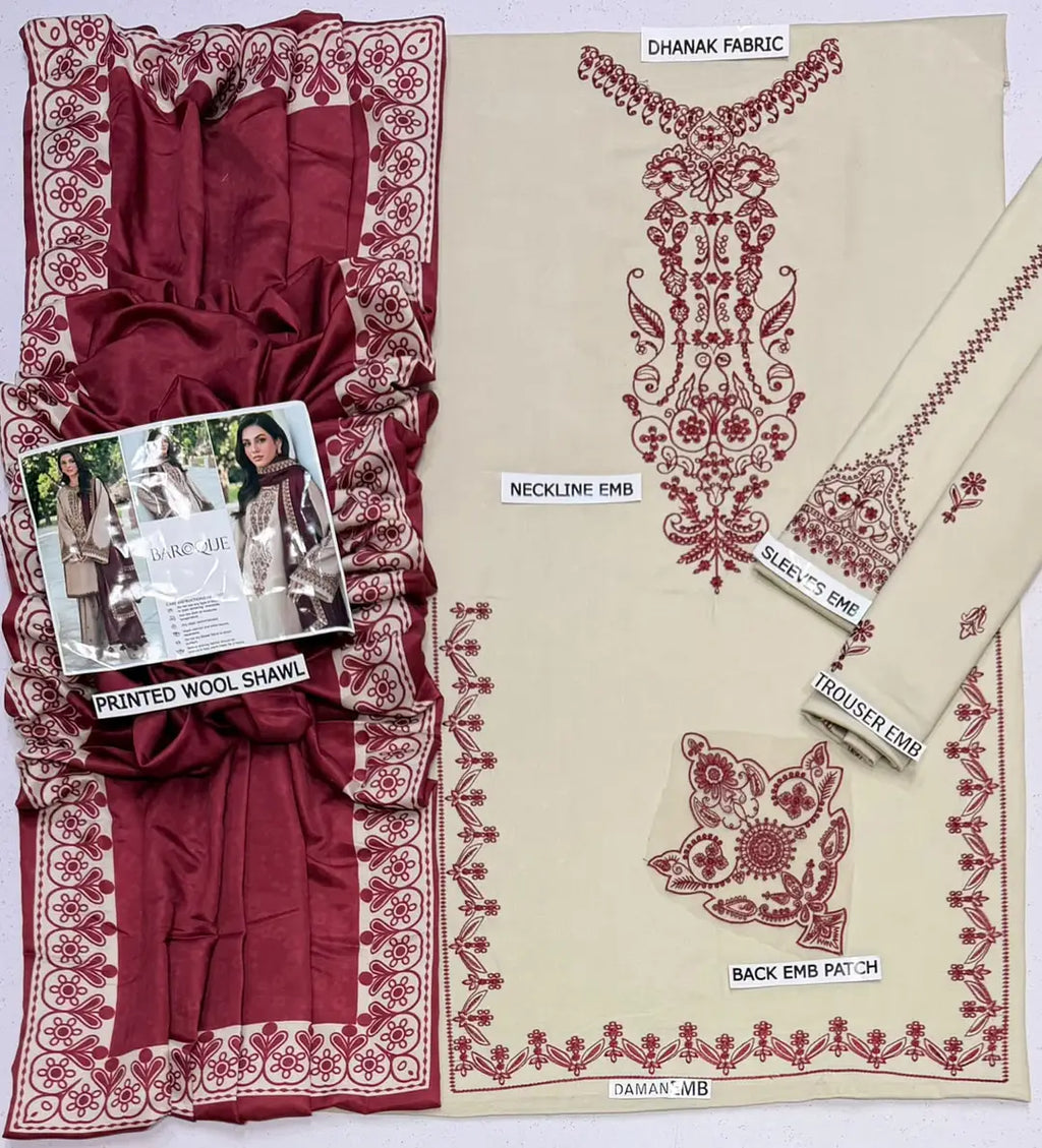 HIT ARTICLES MIX BRAND 3 Pcs Unstitched Embroidered Suit