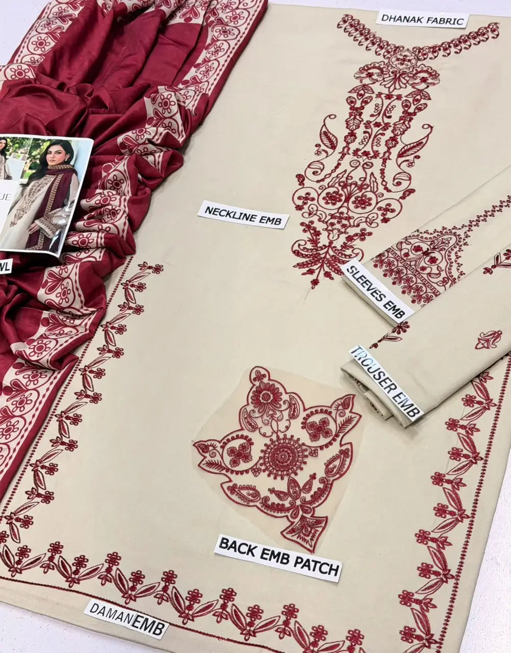 HIT ARTICLES MIX BRAND 3 Pcs Unstitched Embroidered Suit
