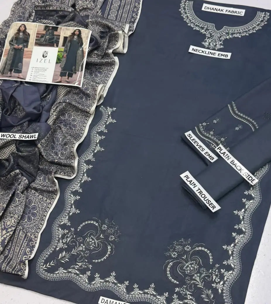HIT ARTICLES MIX BRAND 3 Pcs Unstitched Embroidered Suit