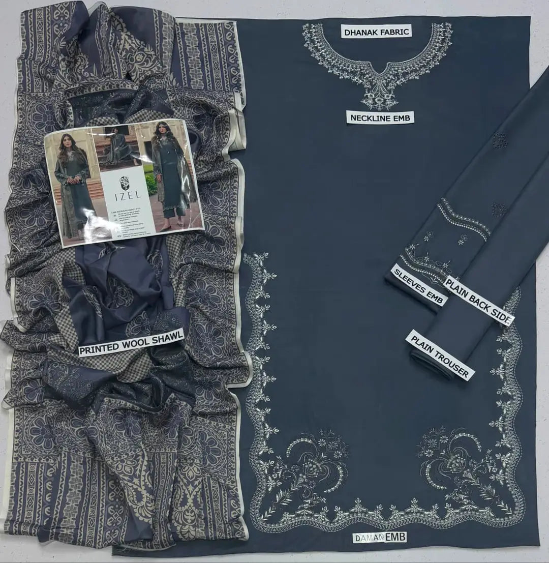 HIT ARTICLES MIX BRAND 3 Pcs Unstitched Embroidered Suit