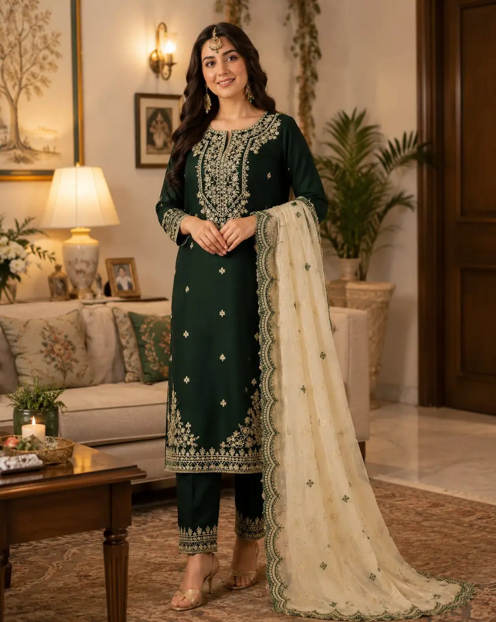3 Pcs Women's Unstitched Embroidered Suit Loved by 10+