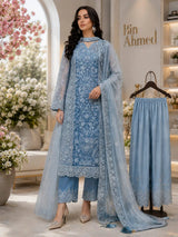 3 Pcs Women's Unstitched Embroidered Suit