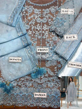3 Pcs Women's Unstitched Embroidered Suit