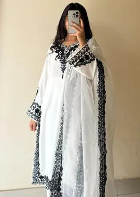 White Organza Embroidered 3Pcs Women Suit