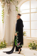 Stunning Black Embroidered Linen Suit - 3 Pcs Set
