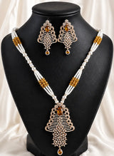Elegant Pearl & Crystal Pendant Necklace Set with Matching Earrings – Premium Fashion Jewellery