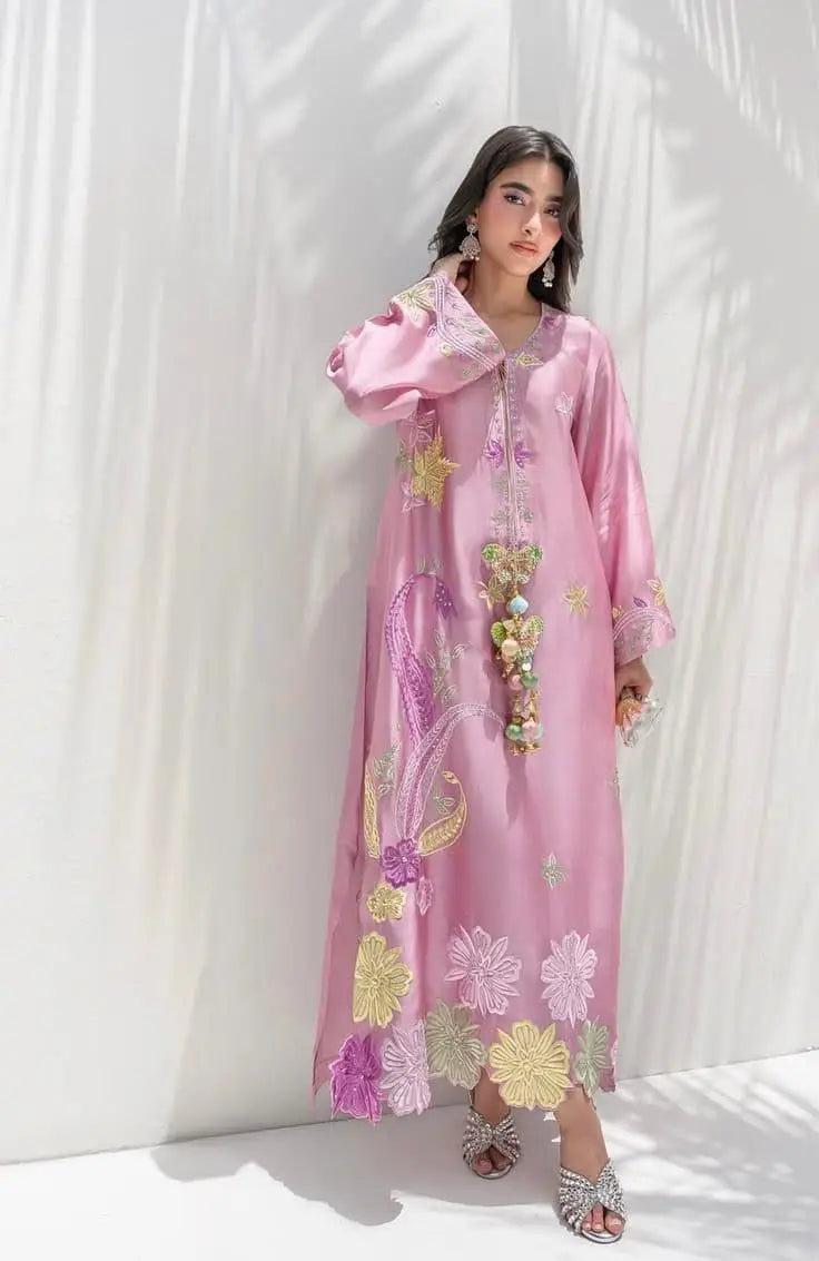 most trending instagram hit code most seling 2 Pcs Women's Unstitched silkEmbroidered Suit
