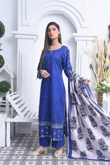 Royal Blue Embroidered Khaddar Suit for Women Winter Wear