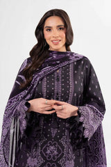 Purple Printed 3-Piece Karandi Suit for Women unstitched