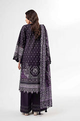 Purple Printed 3-Piece Karandi Suit for Women unstitched