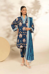 Blue Floral Khaddar 3-Piece Suit for Women unstitched