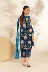Blue Floral Khaddar 3-Piece Suit for Women unstitched