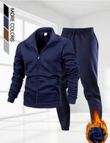 Men Blue Polyester Zipper Track Suit 2 Pcs