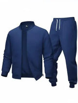 Men Blue Polyester Zipper Track Suit 2 Pcs
