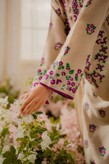 3 Pcs Women's Stitched Linen Embroidered Suit