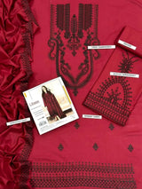 3 Pcs Women's Unstitched Embroidered Suit