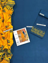 Blue Dhanak 3-Piece Unstitched Suit with Pashmina Dupatta