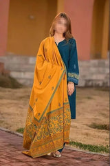 Blue Dhanak 3-Piece Unstitched Suit with Pashmina Dupatta