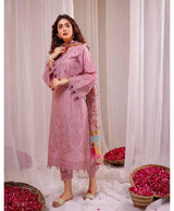 Pink Embroidered Lawn 3Pcs Set for Women unstitched