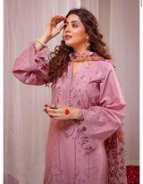 Pink Embroidered Lawn 3Pcs Set for Women unstitched
