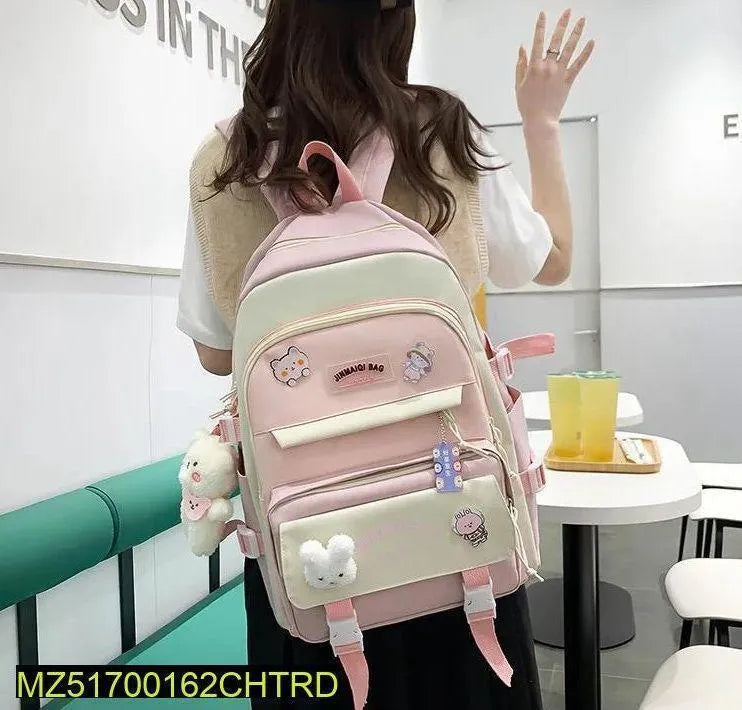 Purple Pink Multicolor Casual Backpack for College Girls
