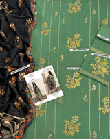 Premium Dhanak 3 Piece Unstitched Suit Navy Green