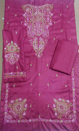 Maroon Embroidered Dhanak Suit for Women